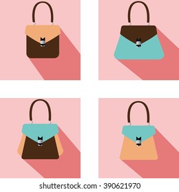 Bag illustration. Purse set illustration. 