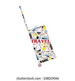 bag illustration with travel symbol vector illustration