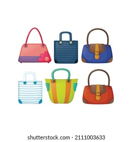 Bag illustrations set on transparent background