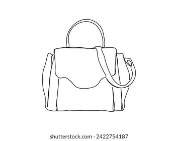 Bag Isolated background Single Line Drawing