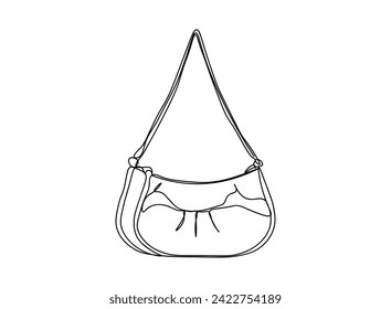 Bag Isolated background Single Line Drawing