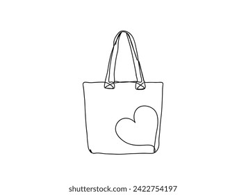 Bag Isolated background Single Line Drawing