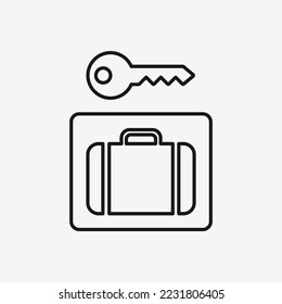 Bag with key icon isolated on white background. Left luggage symbol modern, simple, vector, icon for website design, mobile app, ui. Vector Illustration