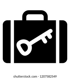 
A bag with key sign showing luggage security 
