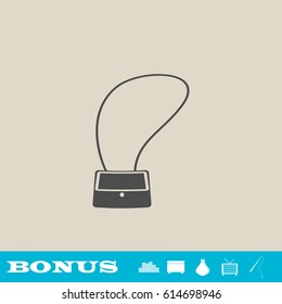 Bag ladies icon flat. Grey pictogram on light background. Vector illustration symbol and bonus button real estate, ottoman, vase, tv, fishing rod