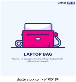 Bag With Laptop Inside in Flat Style Icon Illustration Design Text Template