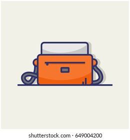 Bag With Laptop Inside In Flat Style Icon Illustration Design