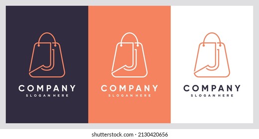 Diseño de logotipo de bolso y J último con concepto creativo