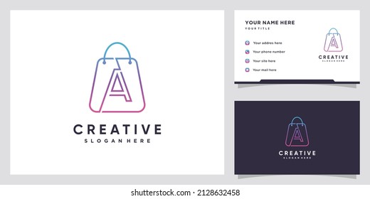 Bag and latter A logo design with creative concept