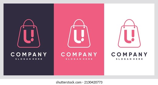 Diseño de la bolsa y el logotipo de la última U con concepto creativo