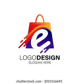 bag and letter E for online shop logo design	