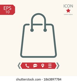 icono de la línea de la bolsa, ilustración del vector de contorno.