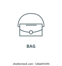 Bag line icon, vector. Bag outline sign, concept symbol, flat illustration