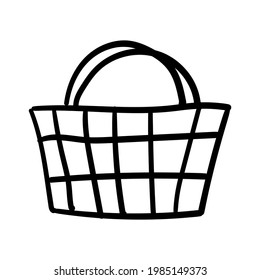 Diseño vectorial de Iconos de la Línea de Bolsa negro. Bolsa dibujada a mano. Icono de vector simple. Icono de la línea de la bolsa de dibujos animados. Bolsa de dibujo, esbozo vectorial.