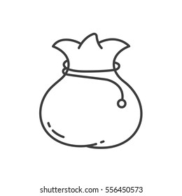 Bag linear icon. Purse. Thin line illustration. Sack with rope contour symbol. Vector isolated outline drawing