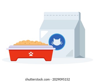 A Bag Of Litter For Cat Litter. Flat Vector Illustration