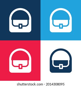 Bag With Lock blue and red four color minimal icon set