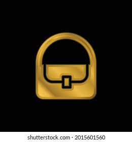 Bag With Lock gold plated metalic icon or logo vector