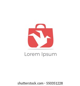 Bag logo, bird in bag vector, travel agency logo design