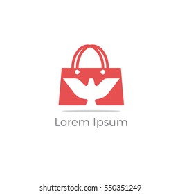 Bag logo, bird in bag vector, travel agency logo design