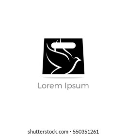 Bag logo, bird in bag vector, travel agency logo design