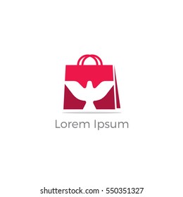 Bag logo, bird in bag vector, travel agency logo design