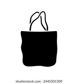 Bag with long handles icon. Shopper, shopping. Black silhouette. Front side view. Vector simple flat graphic illustration. Isolated object on a white background. Isolate.