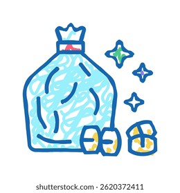 saco com loto barris ícone doodle esboço vetor. saco com loto barris sinal. ilustração símbolo isolado