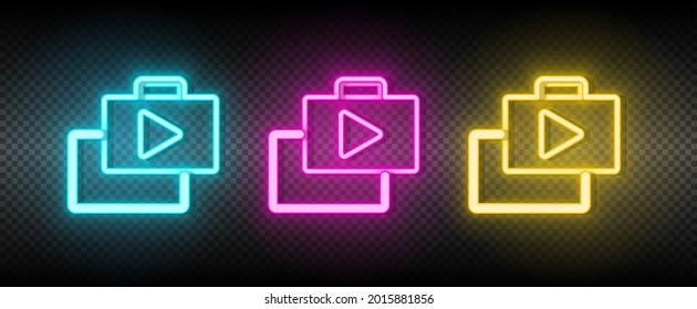 bag, market, shop neon vector icon. Illustration neon blue, yellow, red icon set.