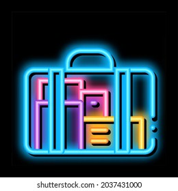 Bag For Maternity Hospital Neon Light Sign Vector. Glowing Bright Icon Bag For Maternity Hospital Sign. Transparent Symbol Illustration