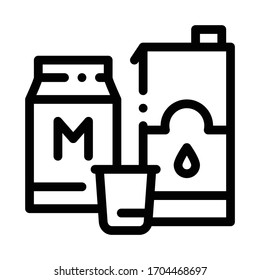 bolsa con un vector de icono de leche. bolsa con letrero de leche. ilustración de símbolo de contorno aislado