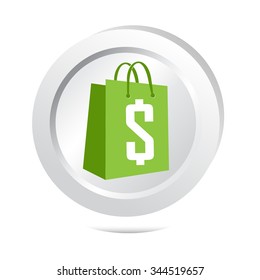 Bag with money button icon vector illustration
