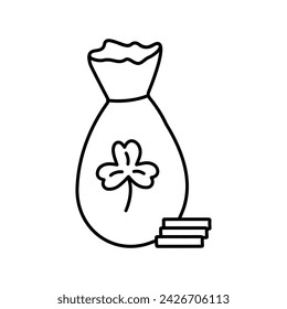 A bag of money and coins for St. Patrick's Day
