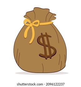 Bag with money. Dollar currency sign. Vector illustration EPS10.