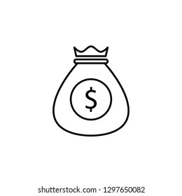 bag, money, dollar icon. Element of finance illustration. Signs and symbols icon can be used for web, logo, mobile app, UI, UX on white background