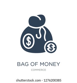 bag of money with dollar icon vector on white background, bag of money with dollar trendy filled icons from Commerce collection, bag of money with dollar vector illustration