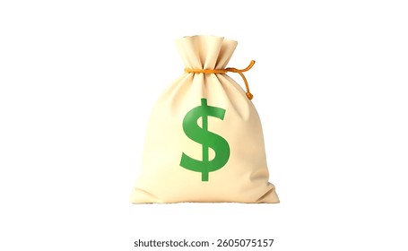 bag of money and dollar sign, icon, Isolate On Transparent Background Cut Out