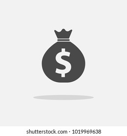 bag of money with dollar sign vector icon businesses icon gray with shadow