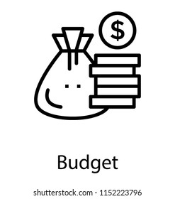 A bag of money and dollar stack, budget icon 