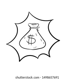 bag money doodle icon vector hand draw