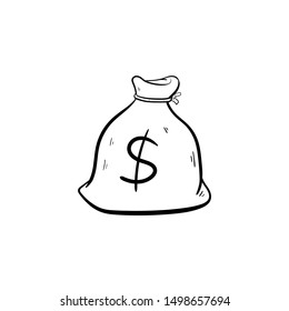 bag money doodle icon vector hand draw