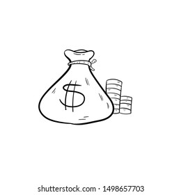 bag money doodle icon vector hand draw