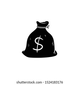 bag of money doodle icon vector hand draw 