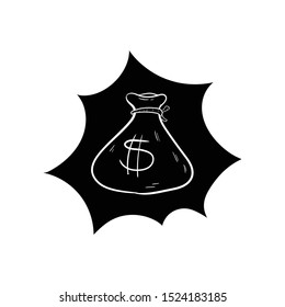 bag of money doodle icon vector hand draw 