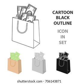 Bag with money. E-commerce single icon in cartoon style vector symbol stock illustration web.