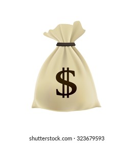 Bag with money. Fat cat. Vector illustration