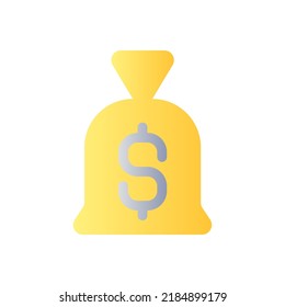 Bolsa de dinero color de gradiente plano icono ui. Ahorro personal. Inversión empresarial. Finanzas y banca. Pictograma simple relleno. GUI, diseño UX para aplicaciones móviles. Ilustración RGB aislada por vectores