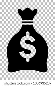 Bag with money in flat style. Vector illustration
