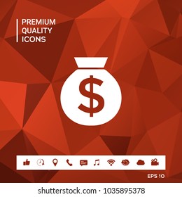 Bag of money icon with dollar symbol