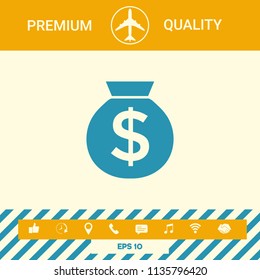 Bag of money icon with dollar symbol